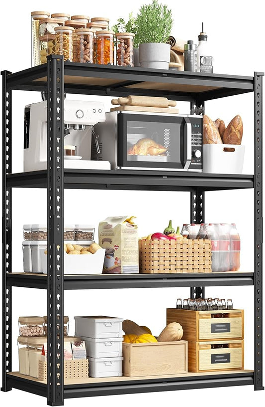 4-Tier Storage Shelves, 1604LBS Adjustable Pantry Shelves, Metal Shelving Unit for Kitchen, Pantry, Closet, Laundry, Garage, 15.76" D × 31.56" W × 48.06" H