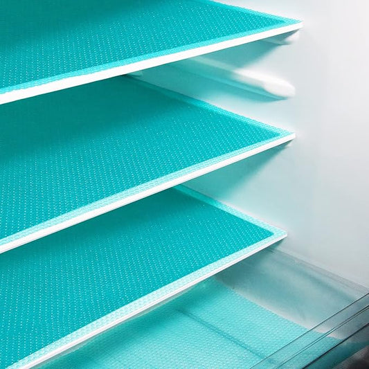 Rwotlls 8Pcs Refrigerator Liners, Washable Fridge Liner Mats Covers Pads for Glass Shelf Cupboard Cabinet Drawer Home Kitchen Accessories Organization (Blue)