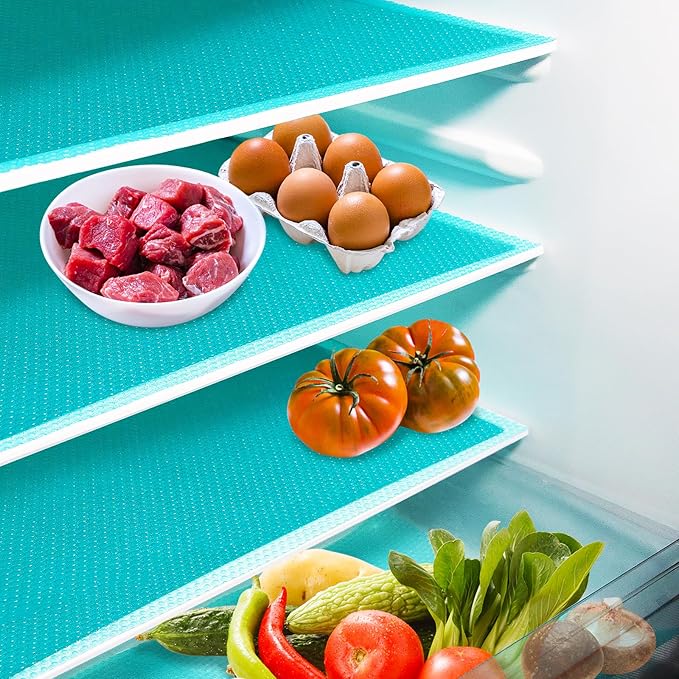 Daixers 20Pcs Refrigerator Liners, Washable Fridge Liner Shelf Mats Refrigerator Pads for Cupboard Cabinet Drawer Home Kitchen Accessories Organization (Blue)
