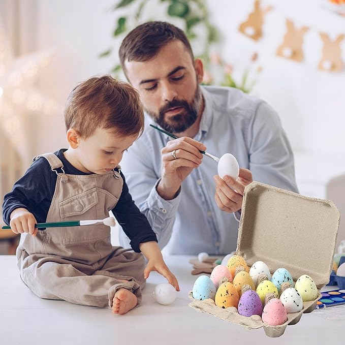 30 Pcs Quail Egg Cartons, Dozen Egg Box, 3x4 Blank Natural Color Pulp Paper Eggs Container, Egg Holder Reusable for 12 Count Quail Egg Carton Storage Strong Tray for Refrigerator