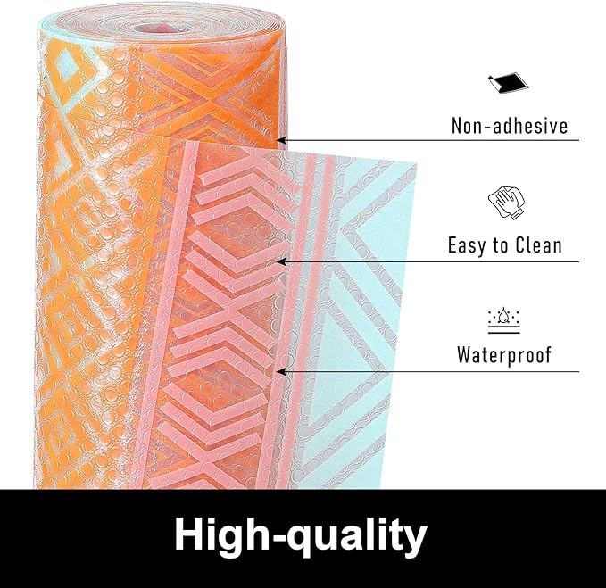 Cooyes Shelf Liners for Kitchen Cabinets, Refrigerator Liners Waterproof & Oil-Proof Kitchen Cupboard Liner Drawer Mats EVA Material Non Adhesive Fridge Liner for Shelves（23.6" W x 360" L）