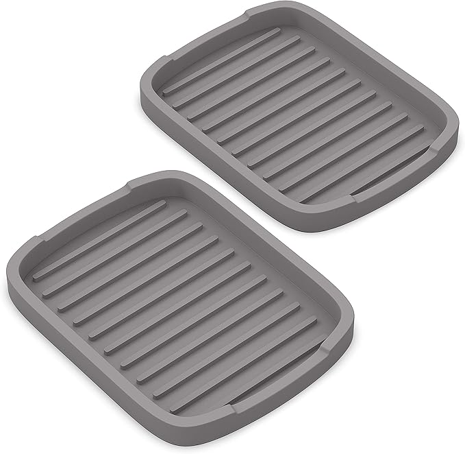 Silicone Sponge Holder -soap Tray - 5.9" X 4.33" Set -2pcs (Gray)