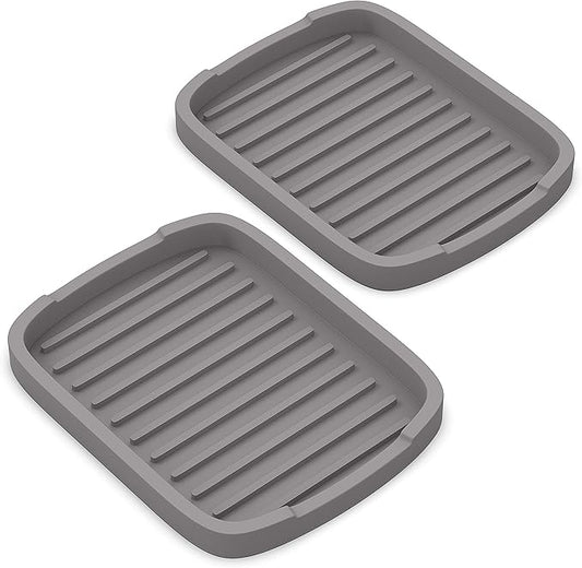 Silicone Sponge Holder -soap Tray - 5.9" X 4.33" Set -2pcs (Gray)