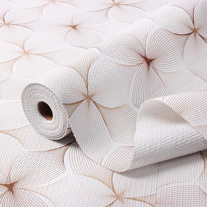 Quttisay Shelf Liner for Kitchen Cabinets,Non Adhesive Cabinet Liner,Non-Slip Drawer Liner,Waterproof Shelf Liner Easy to Clean Strong Grip Liner for Cabinets,Drawers,Cupboard，(Flower 12 inx32.8 FT)
