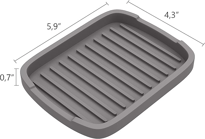 Silicone Sponge Holder -soap Tray - 5.9" X 4.33" Set -2pcs (Gray)