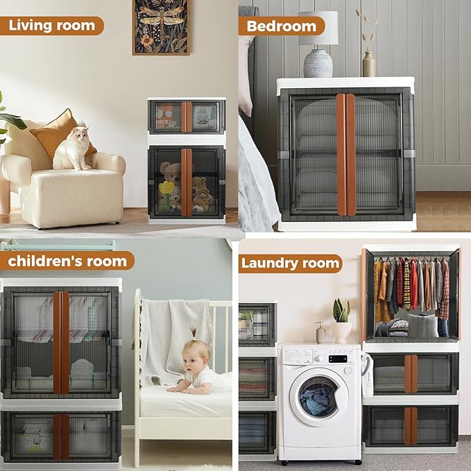 Wardrobe, Closet, Collapsible Storage Cabinet, Useful Box with Large Capacity, 37.5 Gal (142 L), Stackable, Easy Storage of Clothing, Installation Free