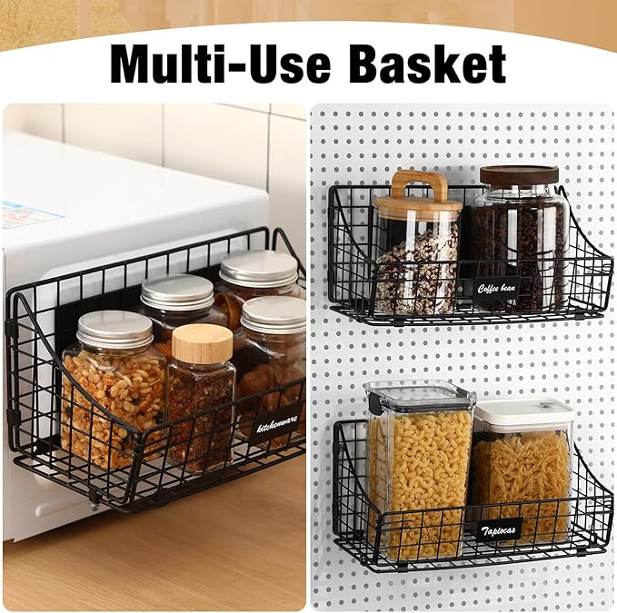 Shimeyao 2 Pcs Magnetic Shelf for Fridge Versatile Magnetic Basket Hanging Wall Organizer for Fridge Fruit Potato and Onion Storage Bins Wire Basket for Storage Pantry for Kitchen Counter Cabinet