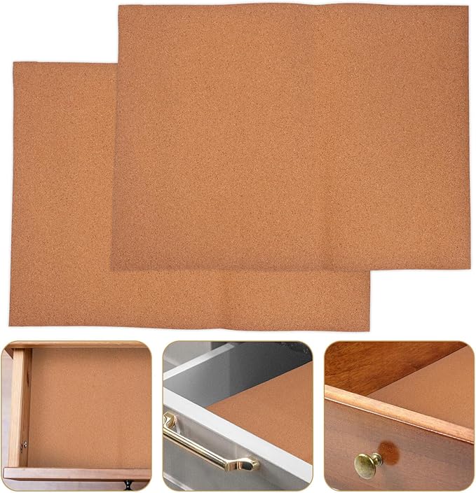 TOPPERFUN Cork Liner for Drawers Cabinets 2 Sheets Non-Slip Moisture-Resistant High-Density Cork Easy to Cut Install Ideal for Shelves and Cabinets