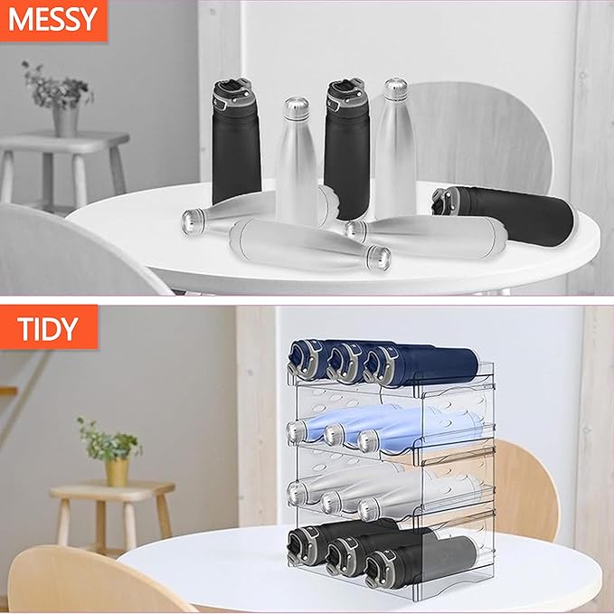 Baosia Stackable Wine Rack,Wine Bottle Holder for Inside Cabinet,for Pantry,Refrigerator,Countertop Organization-4 Tiers for 16 Bottles