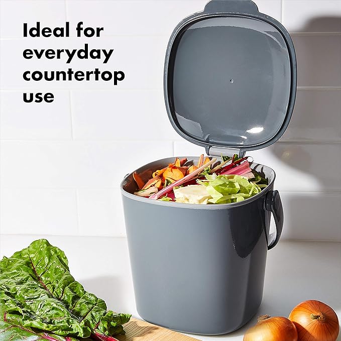 OXO Good Grips Easy-Clean Compost Bin, Charcoal - 0.75 GAL