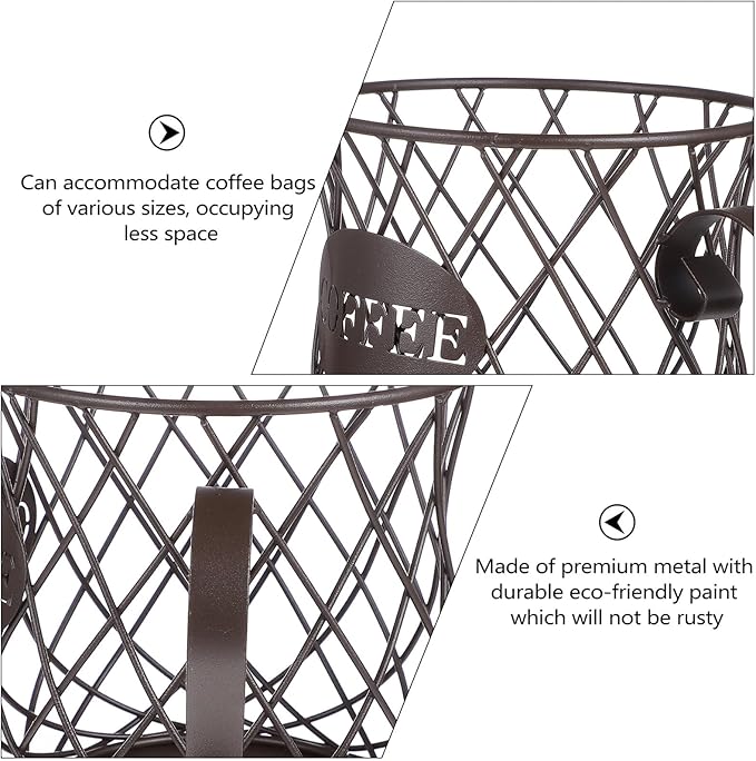 Metal Coffee Pod Storage Basket Organizer Coffee Capsule Holder for Kitchen Brown European Style