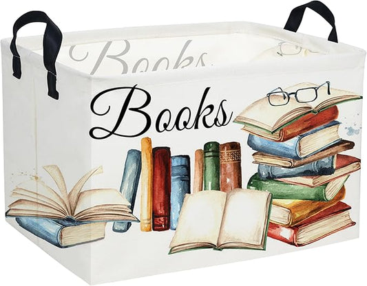 Sanjiaofeng Rectangular Kids Basket Book Storage Bins,Boys and Girls Storage Basket with Handles.Clothers,Toys,Books,Kid's Gifts Bins. (Book)