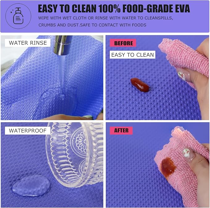 Rwotlls 8Pcs Refrigerator Liners, Washable Fridge Liner Mats Covers Pads for Glass Shelf Cupboard Cabinet Drawer Home Kitchen Accessories Organization (Purple)