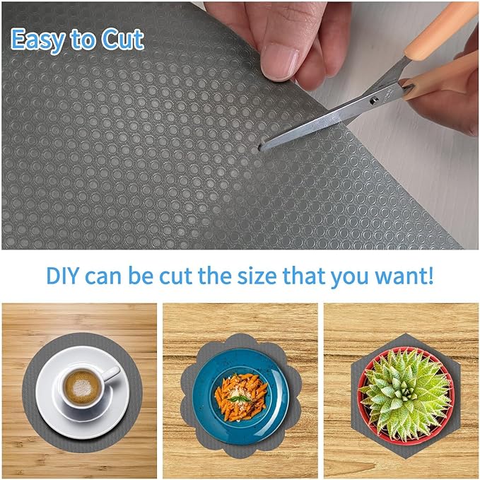 Bloss Plastic Shelf/Drawer Liner with Tools, Non Adhesive Shelf Liner for Cabinets, Storage, Kitchen, Desks, Decor Cupboard Liner, Refrigerator Shelf Liners(Grey, 17.7"×59")