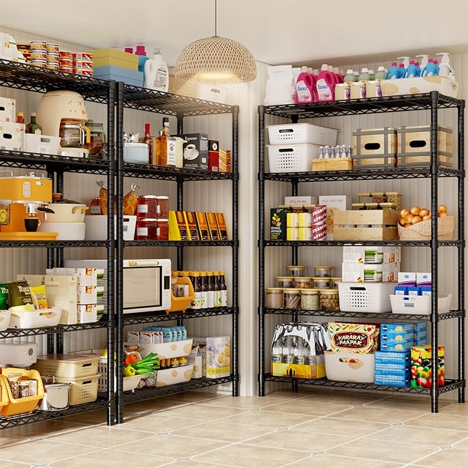 MODCART Storage Shelves, 2 PCS 36" L x 14" W x 72" H Heavy Duty Garage Wire Shelving Unit Loads 1750LBS, 5-Tier Adjustable Metal Industrial Utility Shelf Rack for Kitchen, Laundry Room, Basement