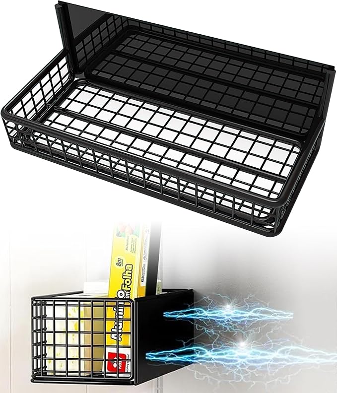 Winbell Magnetic Basket Fridge Organizer Wire Bins Pencil Holder Whiteboard Accessories Home Kitchen Organization (Black-Low)