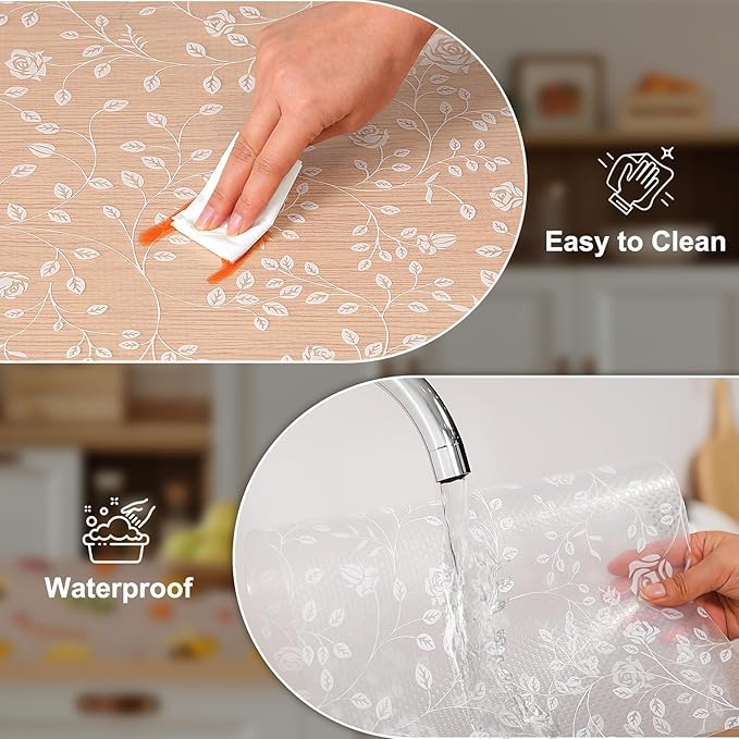 Cooyes Shelf Liner – Premium Non-Adhesive Cabinet & Drawer Liner for Kitchen – Waterproof Shelf Paper with Modern Pattern – Durable EVA Cabinet Mat – Easy to Cut （24" W x 360" L）