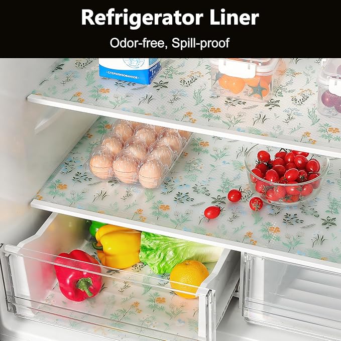 INNOLITES Shelf Liners for Kitchen Cabinets – Drawer Liner Waterproof & Oil-Proof, Non-Adhesive EVA with Floral Pattern – Durable Washable, Easy to Cut (Sage Green, 11.8" x 236")