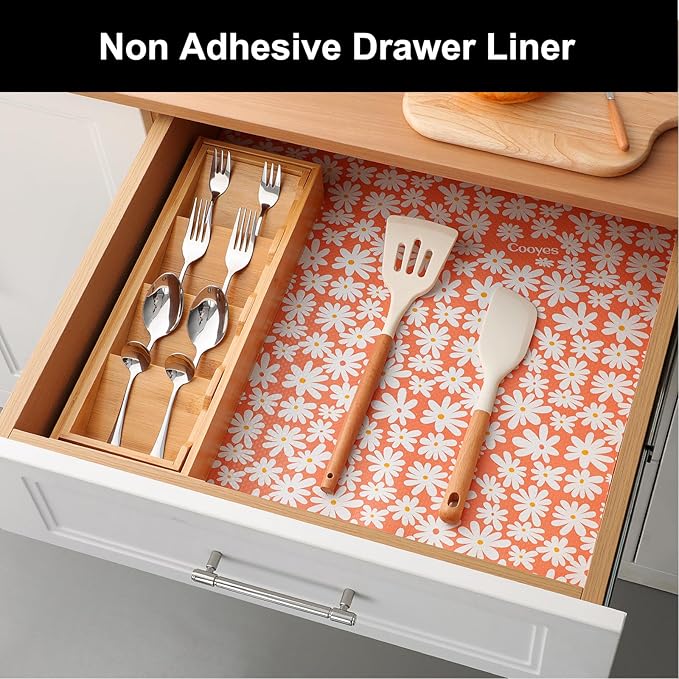 Cooyes Shelf Liner – Premium Non-Adhesive Cabinet & Drawer Liner for Kitchen – Waterproof Shelf Paper with Modern Pattern – Durable EVA Cabinet Mat – Easy to Cut （12" W x 240" L）