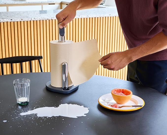 Joseph Joseph Hold Easy-Tear Paper Towel Kitchen Roll Holder, Weighted, Non-Slip Base, Fits up to 5.5" Diameter Rolls