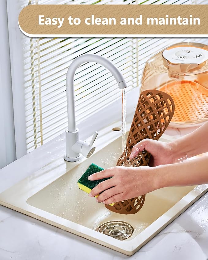 BEHOK 2 Pack Silicone Sink Protectors for Kitchen Sink, Lozenge Pattern 13 x 11 Inches Sink Mat, Non-Slip and Durable Sink Protector Silicone, Rear Drain, Coffee