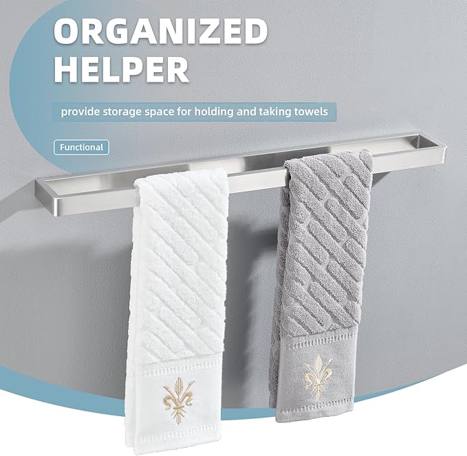 Angle Simple Towel Bar Brushed Nickel, SUS 304 Bath Towel Rack Holder for Bathroom Wall Mounted Storage Rail, 22.76"