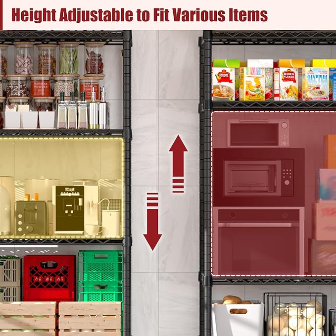 PrimeZone 2 Packs 48" W x 24" D x 81" H Heavy Duty Wire Storage Shelves with Wheels, 5 Tier Adjustable NSF Certified Garage Shelving Unit, Rolling Metal Organizer Shelf Rack for Warehouse, Pantry