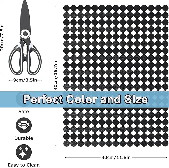 YTCYKJ Kitchen Sink Mat,2 Pack Sink Protectors for Kitchen Sink,Sink Mats with Scissors for Stainless Steel/Ceramic Sinks, Fast Draining,Easy to Clean,Diy Cut,15.7 X 11.8 Inch(Dark Black)