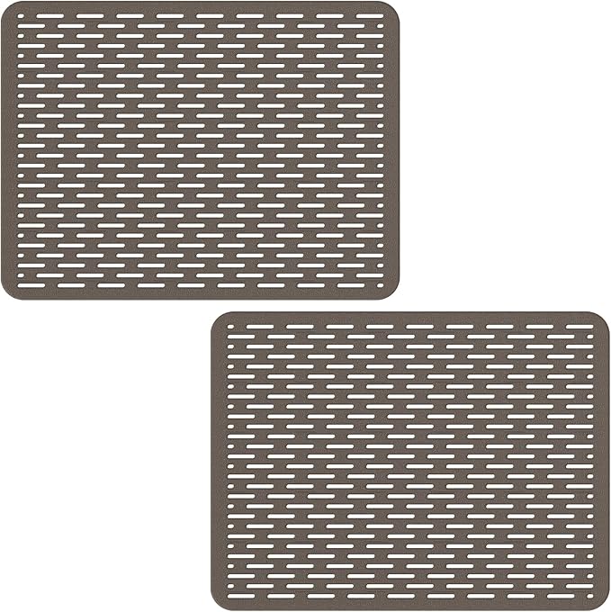 Bligli Mesh Sink Mat, 15.7 x 11.8inch Sink Prtector Mats for Kitchen Sinks, PVC Eco-Friendly Sink Protectors for Bottom of Sink, Fast Draining, Easy Cleaning, Clear Gray