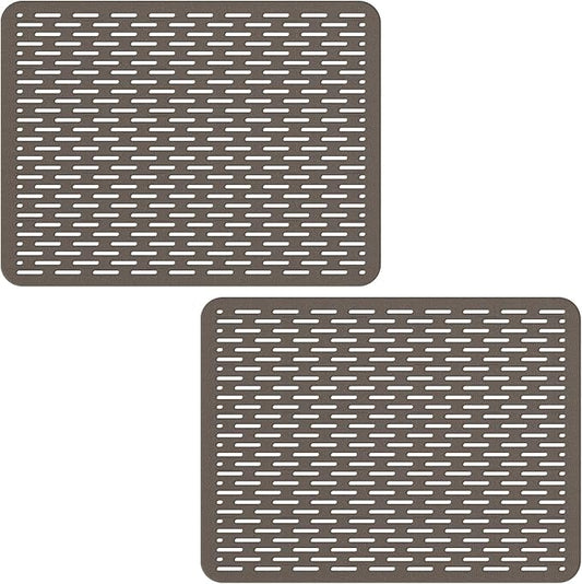 Bligli Mesh Sink Mat, 15.7 x 11.8inch Sink Prtector Mats for Kitchen Sinks, PVC Eco-Friendly Sink Protectors for Bottom of Sink, Fast Draining, Easy Cleaning, Clear Gray