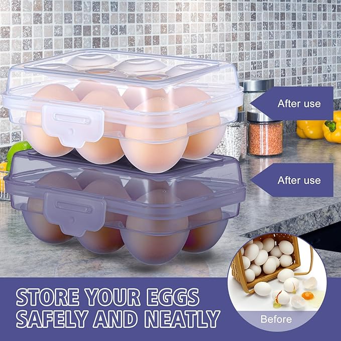 6 Pieces 6 Grid Egg Carton Camping Plastic Portable Egg Box Container for Refrigerator Storage Crisper Holder Carriage Tray