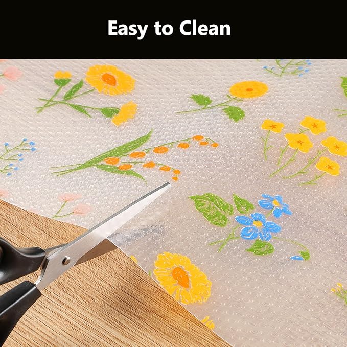 INNOLITES Shelf Liners for Kitchen Cabinets Non-Adhesive Drawer Liner with Floral, Waterproof Durable Easy to Clean, for Refrigerator, Shelves (Colorful Floral, 23.6" x 236")