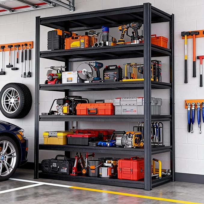 Metal Garage Shelving Unit, Heavy Duty 6-Tier Adjustable Storage Rack, Steel Shelving,2000 lbs Capacity, Industrial Shelves for Heavy Tools and Equipment (6-Tier 77.4" H × 39.4" W × 17.7" D)