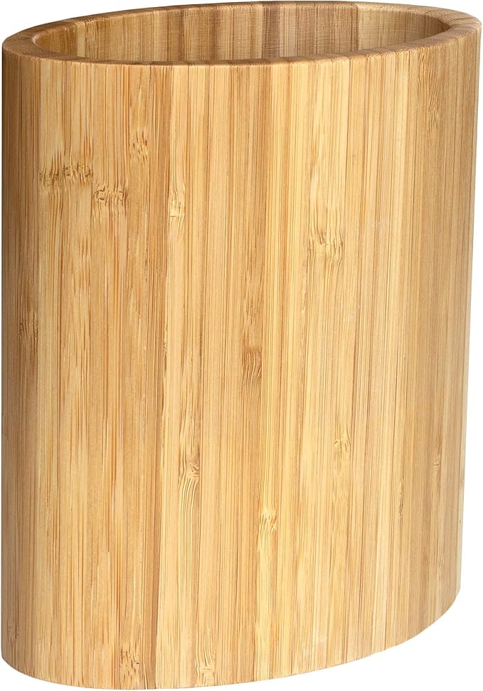 Totally Bamboo Oval Shaped Bamboo Kitchen Utensil Holder, 6" x 4" x 7"