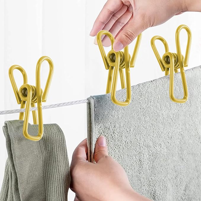 Multipurpose Metal Bag Clips - 2 Inch Colorful Sealer for Sealing Food, Paper Holder, Clothesline Clip for Laundry Hanging, Kitchen Bags (Yellow, 36PCS)