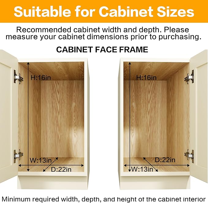 2pαck 2-Tier Kitchen Cabinet Pull Out Shelf and Drawer Organizer Slide Out Pantry Storaqe Basket in Multiple Sizes (2x(12" W x 18" D))
