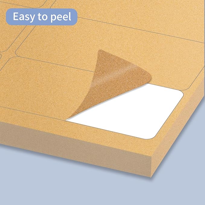 YEGAWEN Shipping Labels Stickers, 2"×4" Printable Mailing Label for Laser/Inkjet Printing- Matte, Permanent Adhesive Labels Stickers (Kraft Brown)