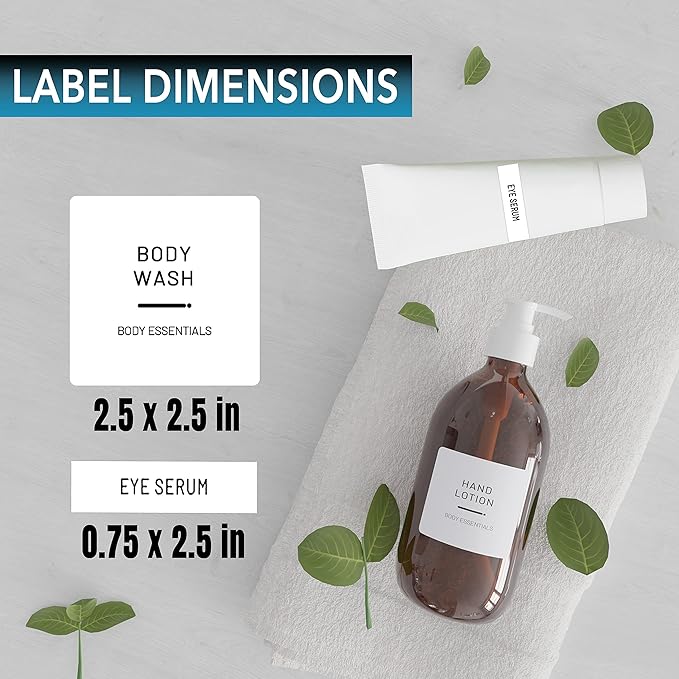 Neatsure 192 Minimalist Bathroom Labels for Organizing, Preprinted Waterproof Bath Beauty Makeup Organization Stickers for Bottles, Dispenser, Bins, Jars and Containers