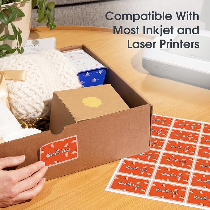 1.75" X 0.5" Matte White Printable Labels for Inkjet and Laser Printers - 500 Sheets, 40000 Custom Stickers for Return Address Labels, Price Tags, File Folders - Spartan Industrial Template R002