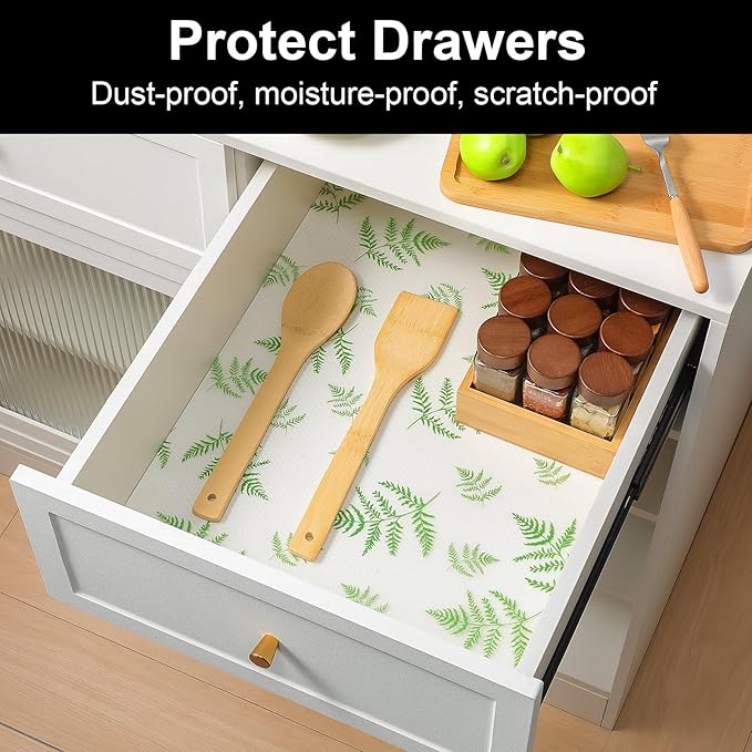 Cooyes Shelf Paper for Kitchen Cabinets Non Adhesive, Waterproof & Oil-Proof Kitchen Drawer Liner for Refrigerator Drawer Fridge Cupboard (23.6 Inch W x 354 Inch L)