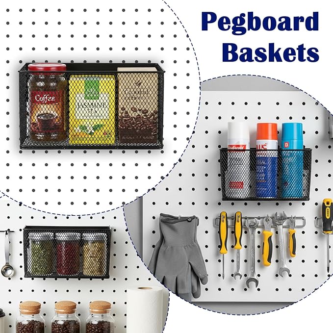 Caeuiciw Magnetic Baskets Shelf Bins Organizer Holder Storage Rack Containers for Fridge, Whiteboard, Locker - Home Kitchen Laundry Office School