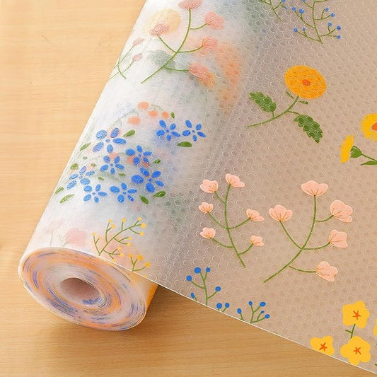 INNOLITES Shelf Liners for Kitchen Cabinets Non-Adhesive Drawer Liner with Floral, Waterproof Durable Easy to Clean, for Refrigerator, Shelves (Colorful Floral, 17.7" x 78.7")