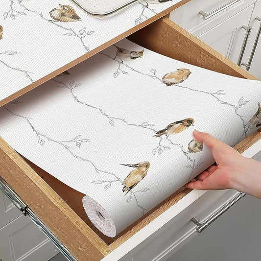 Quttisay Shelf Liner for Kitchen Cabinets Non Adhesive Drawer Liner,Cabinet Liner for Shelves,Non Slip Kitchen Drawer Liners for Dresser,Waterproof Shelf Paper for Refrigerator,Cupboard,12In x 10FT