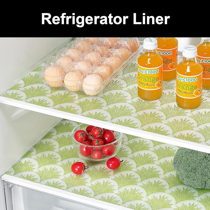 Cooyes Shelf Liners for Kitchen Cabinets, Refrigerator Liners Waterproof & Oil-Proof Kitchen Cupboard Liner Drawer Mats EVA Material Non Adhesive Fridge Liner for Shelves（23.6" W x 118" L）