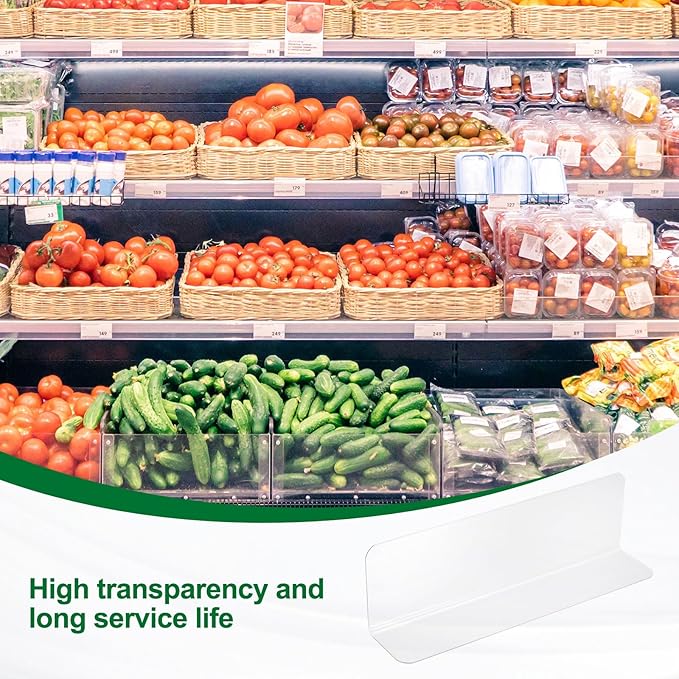 uxcell 4pcs Clear Shelf Dividers, 12"x3.9" Plastic L-Shaped Shelf Separator, Transparent Organizer Divider for Supermarket Store Commodity Classification