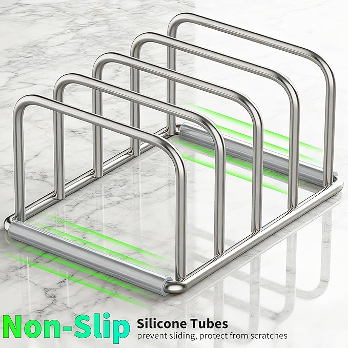 Cutting Board Organizer-1.0in Wide Kitchen Cutting Board Holder Stand for Baking Sheets,Cookie Sheets with 4 Slots,304 Stainless Steel Baking Sheet Oragnizer(1.0 Inch Width Slots)