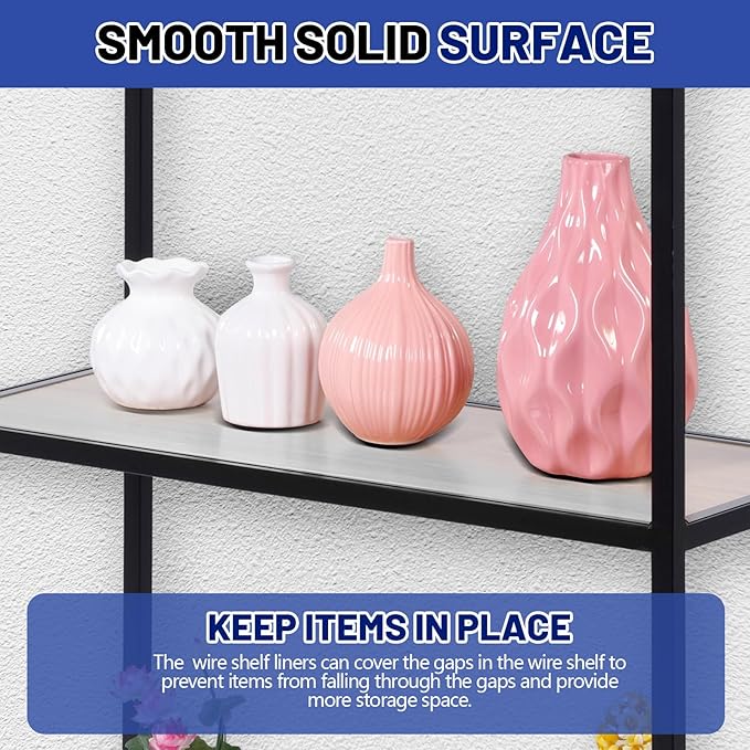 Sliner 8 Pack 14 x 36 Inch Wire Shelf Liner Clear Plastic Waterproof Liners for Organizing Metal Rack Shelves, Kitchen Cabinets, Cupboard, Pantry