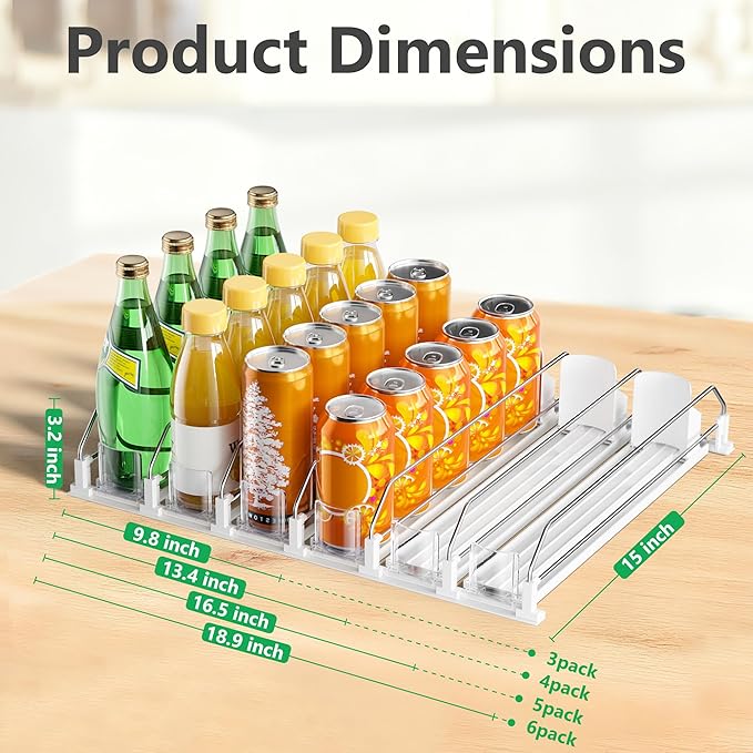 Automatic Drink Organizer for Fridge, 12-20oz Drink Dispenser for Fridge, Soda Can Organizer for Refrigerator Holds up to 30 Cans