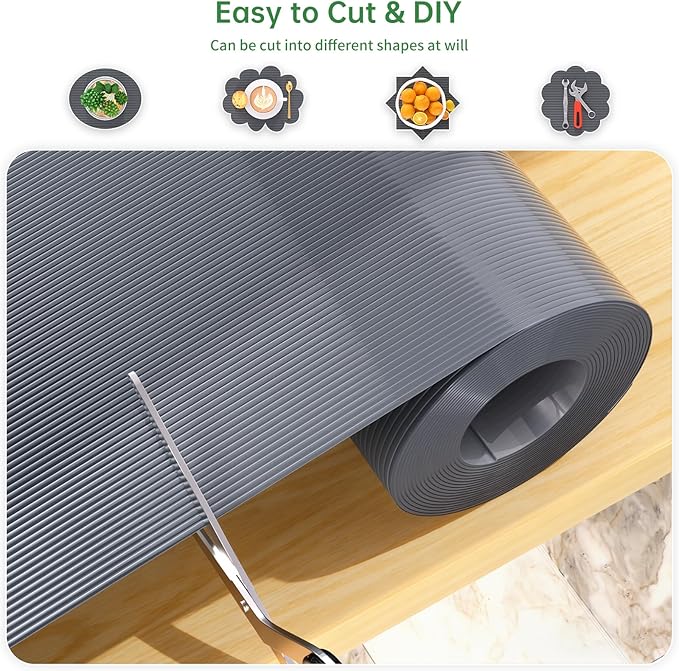Shelf and Drawer Liner for Kitchen Cabinet, Non-Adhesive 24in x 360in Waterproof Durable Thickened EVA Material Easy-to-Cut Contact Paper Non Slip Mat for Refrigerator, Cupboard, Dresser
