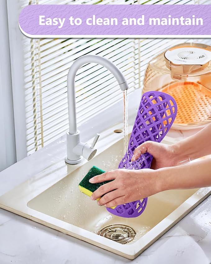 BEHOK 2 Pack Silicone Sink Protectors for Kitchen Sink, Lozenge Pattern 13 x 11 Inches Sink Mat, Non-Slip and Durable Sink Protector Silicone, Rear Drain, Purple